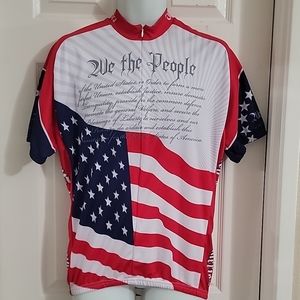World Jerseys "We The People" 3/4 Zip Short Sleeve Cycling Jersey Men's Size XL